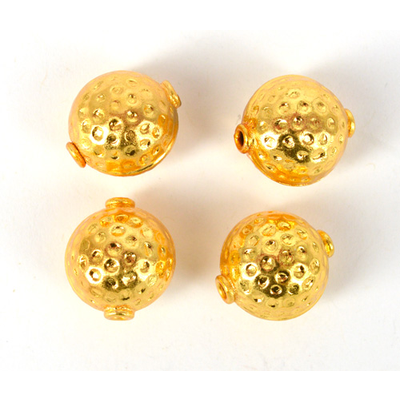 Gold Plate Copper Bead Round 14x16mm 4 pack