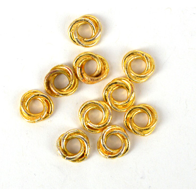 Gold Plate Copper Ring Twist 8mm 10 Pack