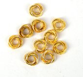 Gold Plated CopperRing Twist 9mm 6 pack-clasps and jump rings-Beadthemup