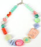 Summer Daze necklace KIT Blue lace Agate, Coral Jade, MOP & Pearl-bead inspired projects-Beadthemup