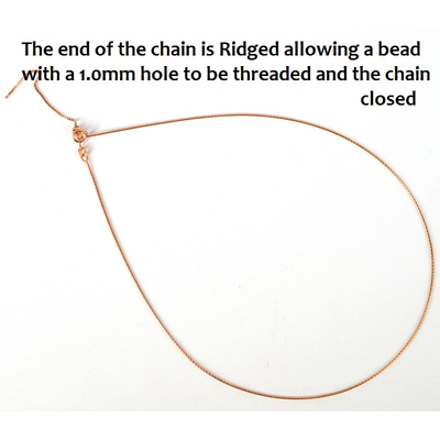 Rose Gold.Sterling Silver Necklace 0.8mm threadable end up to 46cm long