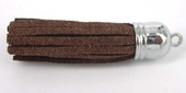 Faux suede 55mm Tassel 2 pack Brown-findings-Beadthemup