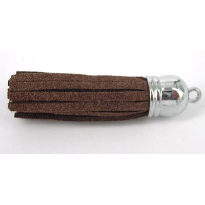 Faux suede 55mm Tassel 2 pack Brown