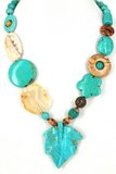 Turquoise Howlite, Picture Jasper, Agate gold plate  Necklace-jewellery-Beadthemup
