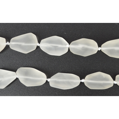 Clear Quartz matt Faceted Nugget app 24x20mm EACH BEAD