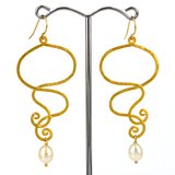 14k gold filled sheppard, Gold plate scroll with fresh water pearl drop 65mm KIT-wire wrap class-Beadthemup