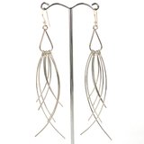 Sterling silver sheppard, Rhodium plate tassel 110mm earring-earrings-Beadthemup