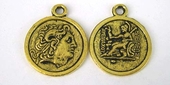 Base Metal Pendant 22mm roman coin 4 pack Gold-findings-Beadthemup