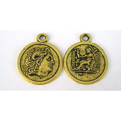 Base Metal Pendant 22mm roman coin 4 pack Gold