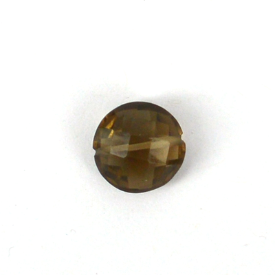 Smokey Quartz Faceted Coin 9mm bead