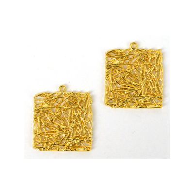 Gold Plate Brass Pendant/connecter 21mm excl.ring 2 pack