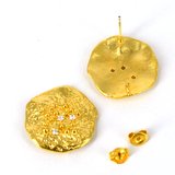 Gold plate Brass Silver Post CZ Stud 20.5mm 1 pair-findings-Beadthemup