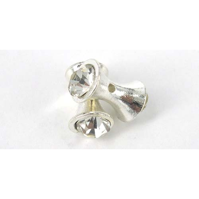 Base Metal Rhinestone Bead Peanut 14x8mm 10 pack