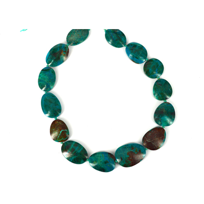 Chrysocolla A Grade Polished flat nugget approx 24-30mm EACH bead