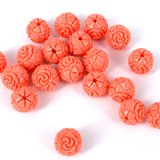 Carved Resin round Apricot10mm EACH bead-resin-Beadthemup
