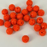 Carved Resin round Orange 10mm EACH bead-resin-Beadthemup