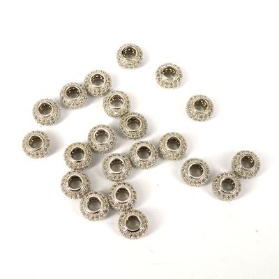 Rhodium plate CZ Rondel 10x6mm EACH