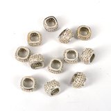 Rhodium plate CZ Square Rondel 11x6.5mm EACH-beads and spacers-Beadthemup