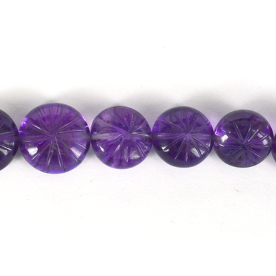 Amethyst Carved Coin 9-10mm EACH bead