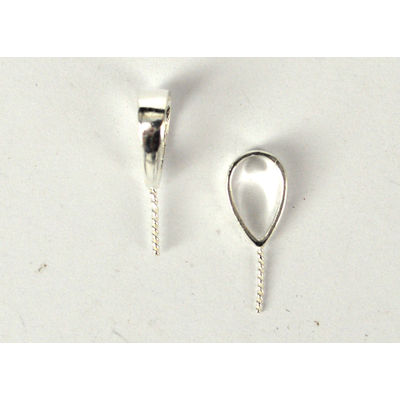 Sterling Silver 3x9mm Bail with 0.7 thick x 5mm long twist post 1 pack