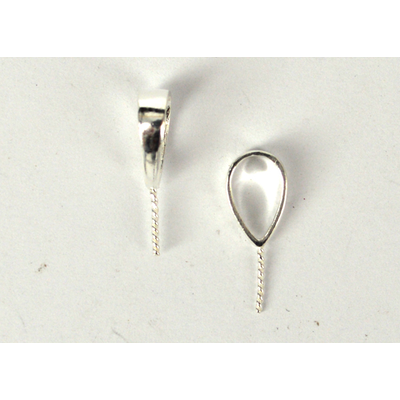 Sterling Silver 3x9mm Bail with 0.7 thick x 5mm long twist post 2 pack