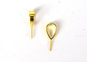 Sterling Silver Gold plate 3x9mm Bail with 0.7 thick x 5mm long twist post 1 pac-bails and enhancers-Beadthemup