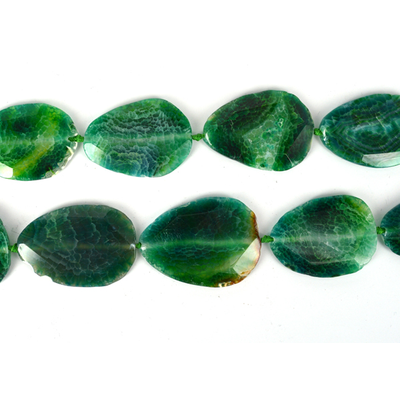 Agate Flat slice crackled dyed green 60x40mm EACH bead