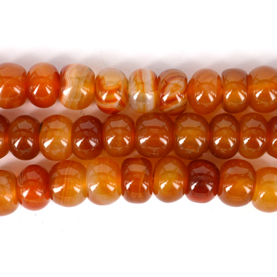 Agate Dyed Orange polished rondel 16x11mm strand 32 beads