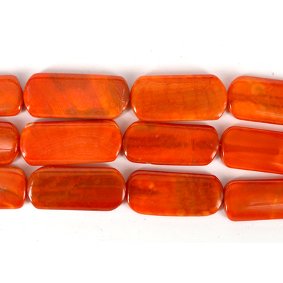 Agate Dyed Orange polished flat Rectangle 38x19mm strand 10 beads