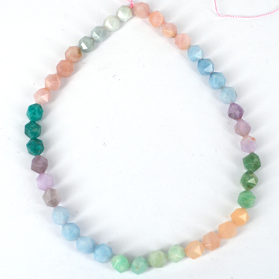 Morganite,  Blue Lace Agate, Amazonite, Aquamarine & Amethyst Fac.8mm str 40 bea