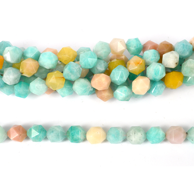 Beryl,  Amazonite Fac.10mm strand 32 beads