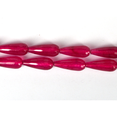 Jade Dyed Faceted Teardrop 28x11mm Hot Pink PAIR each