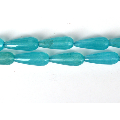 Jade Dyed Faceted Teardrop 28x11mm Teal PAIR each