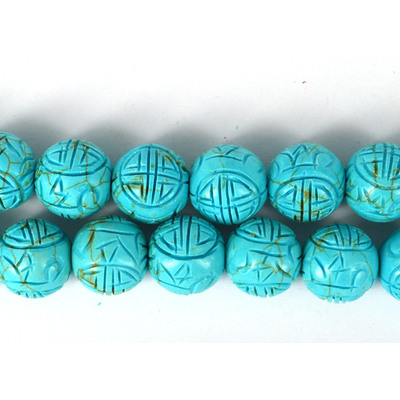 Howlite Dyed Carved Round 16mm EACH bead