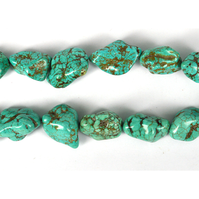Howlite Dyed Aqua 24-26mm nugget strand 17 beads per strand