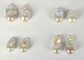 Fresh Water Baroque Pearl NO HOLES approx 30mm PAIR-f.w.pearls from $100-Beadthemup