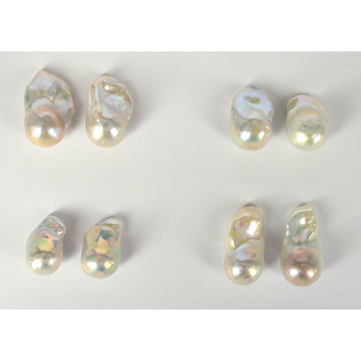 Fresh Water Baroque Pearl NO HOLES approx 30mm PAIR
