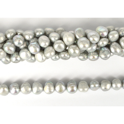 Fresh Water Potato Pearl Grey 10mm strand 12 pearls