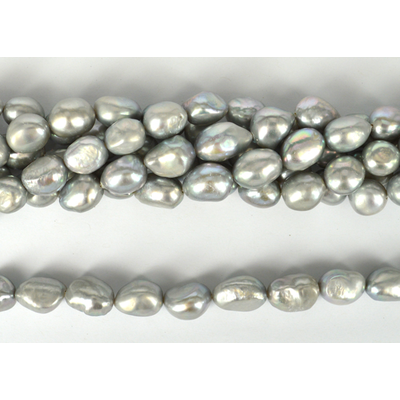 Fresh Water Baroque Pearl Silver Grey 10x13mm strand 30 pearls