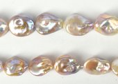 Fresh Water Pink/Mauve Baroque Coin Pearl 20x28mm strand 13 pearls-f.w.pearls from $100-Beadthemup
