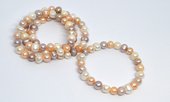 Fresh Water Pearl Natural multicolour 8-9mm Elastic Bracelet-beads incl pearls-Beadthemup