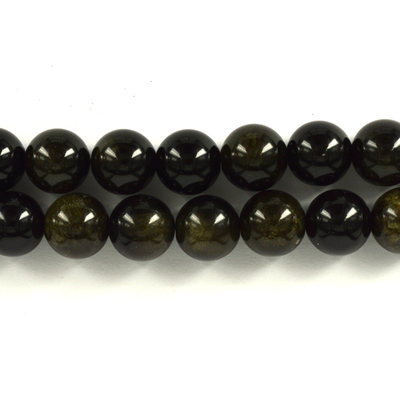 Gold Obsidian Polished round 12mm Strand 33 beads