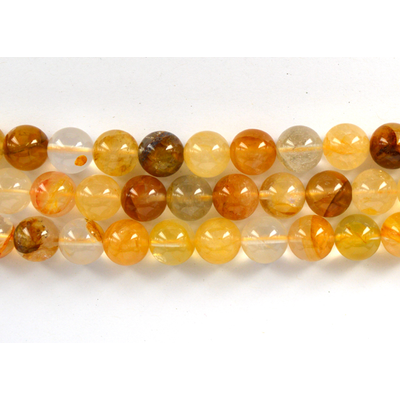 Rutile Golden Quartz Polished round 12mm Strand 32 beads