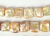 Fresh Water Pearl Apricot Square 18mm EACH bead-f.w.coin and shape pearls-Beadthemup