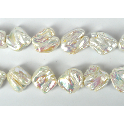 Fresh Water Pearl Side drill Barque Square 16mm Strand 15 beads