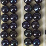 Fresh Water Pearl Half Drill Button Dark Grey 6-6.5mm PAIR-pearls-Beadthemup