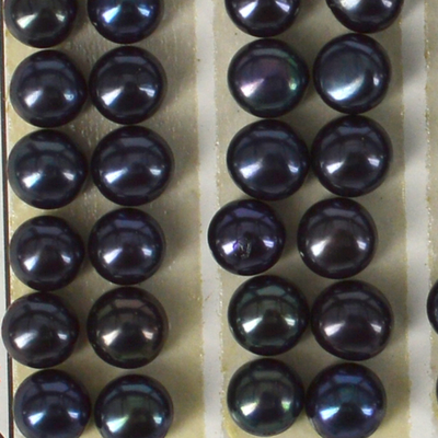 Fresh Water Pearl Half Drill Button Dark Grey 6-6.5mm PAIR