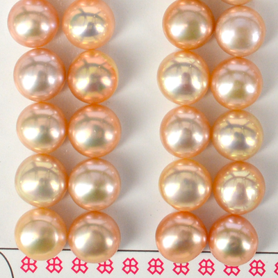 Fresh Water Pearl Half Drill Button pink 8-8.5mm PAIR
