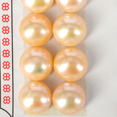 Fresh Water Pearl Half Drill Button Pink 11-11.5mm PAIR