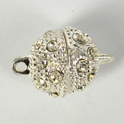 Plated Brass Silver plate CZ Clasp Magnetic 12mm EACH